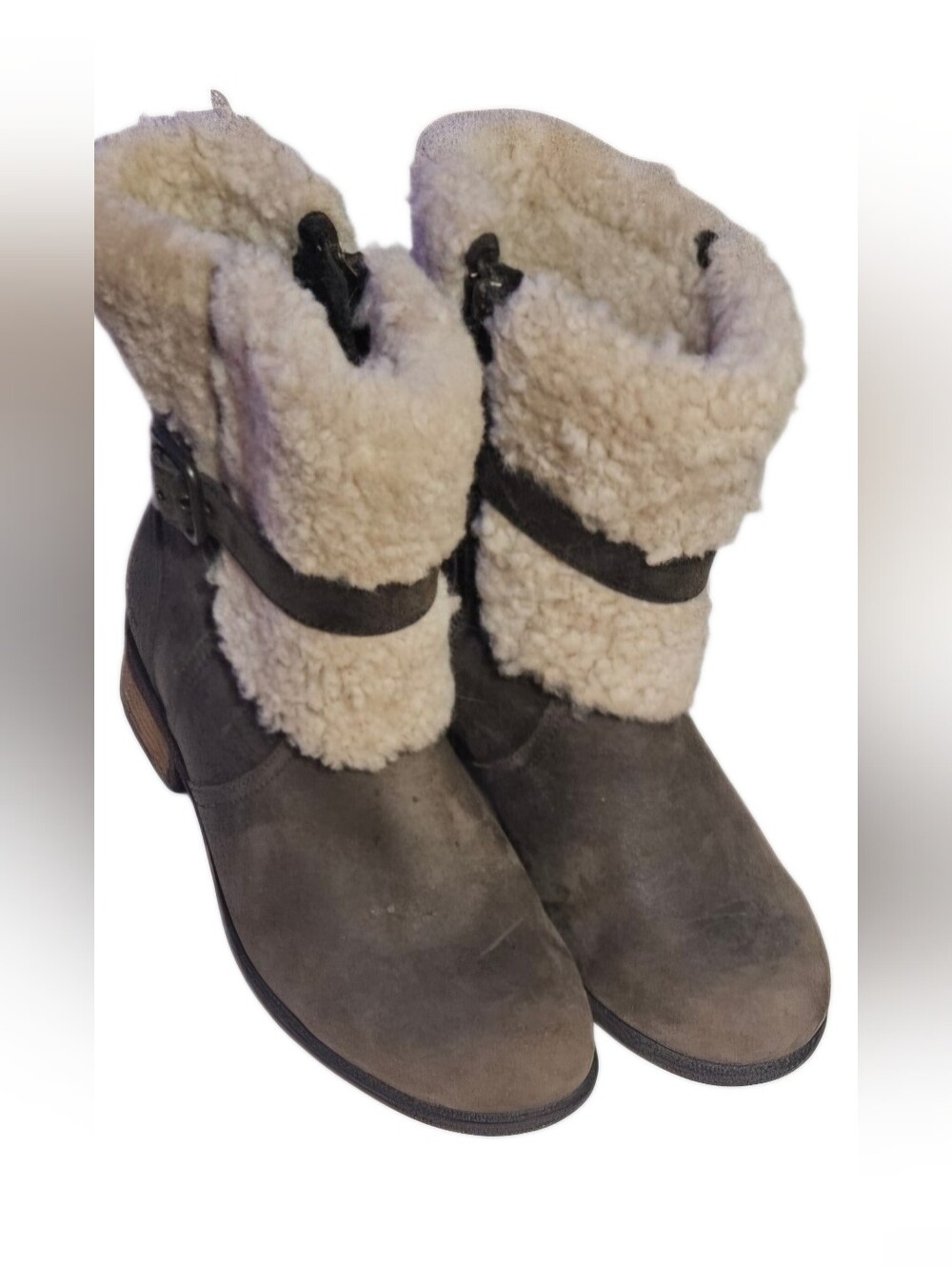 Uggs Shearling Lined Blayre 2 Ankle Boots in Cream and Chocolate 1008220 Sz 8